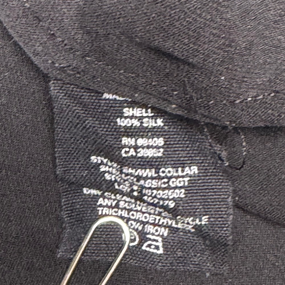 Theory Black 100% Silk Shawl Collar Sleeveless V-Neck Blouse Top Medium - Picture 6 of 6